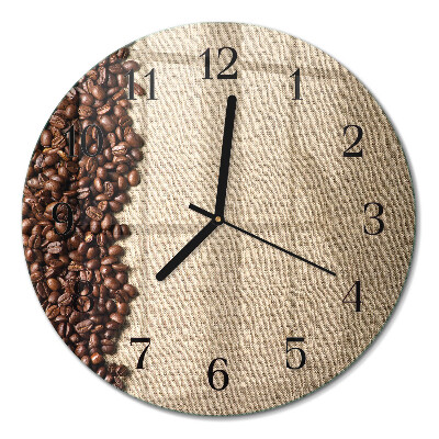 Glas wanduhr mit motiv rund Kaffeebohnen