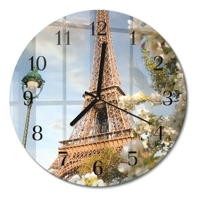 Glas wanduhr mit motiv rund Eiffelturm Paris
