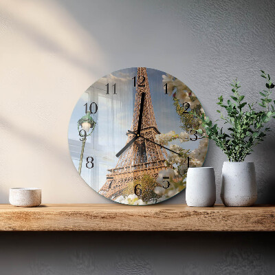Glas wanduhr mit motiv rund Eiffelturm Paris