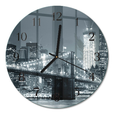 Wanduhr glas rund Horizontale Brücke