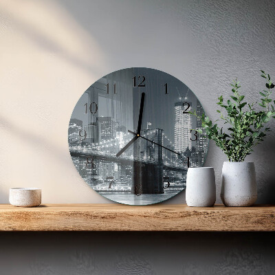 Wanduhr glas rund Horizontale Brücke