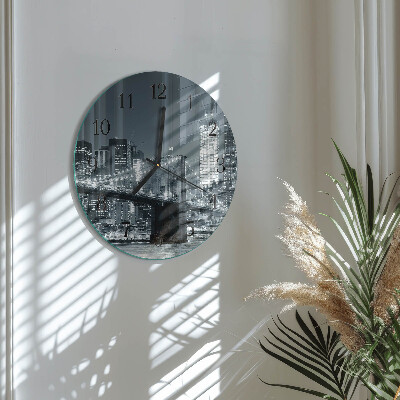 Wanduhr glas rund Horizontale Brücke