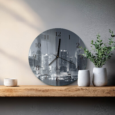 Runde wanduhr aus glas Nachthorizont