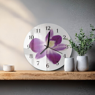 Wanduhr glas rund Orchideenblüte