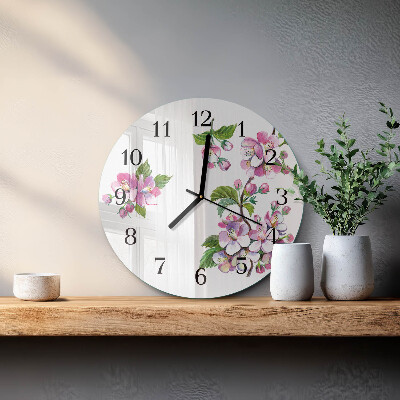 Runde wanduhr aus glas Blumen