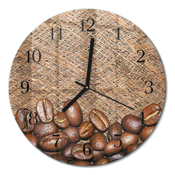 Glas wanduhr mit motiv rund Kaffeebohnen
