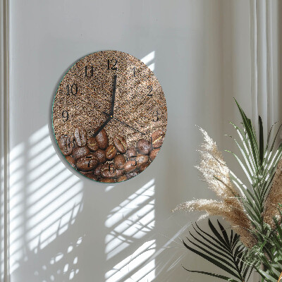 Glas wanduhr mit motiv rund Kaffeebohnen