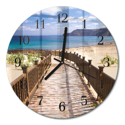 Wanduhr glas rund Strand Meer