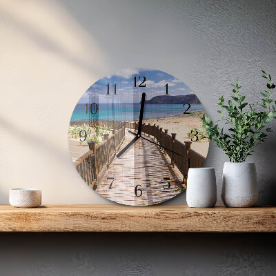 Wanduhr glas rund Strand Meer