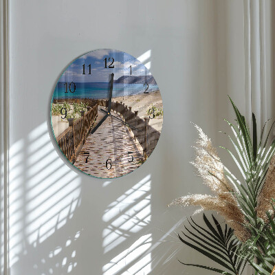 Wanduhr glas rund Strand Meer