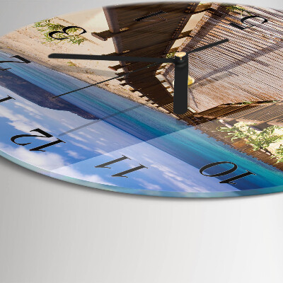 Wanduhr glas rund Strand Meer