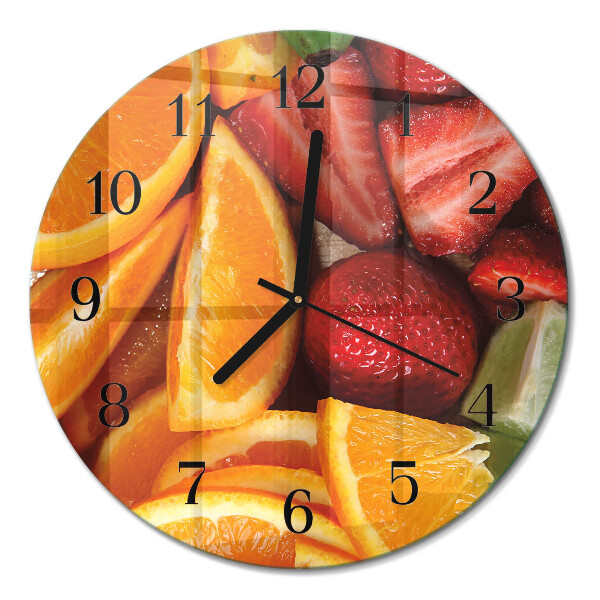 Runde wanduhr aus glas Obst