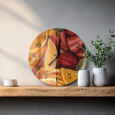 Runde wanduhr aus glas Obst
