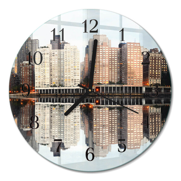 Runde wanduhr aus glas Horizont