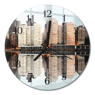 Runde wanduhr aus glas Horizont