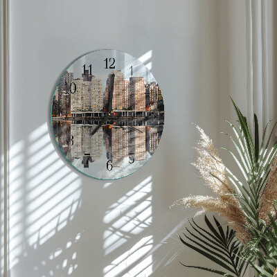 Runde wanduhr aus glas Horizont
