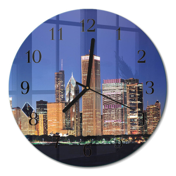 Runde wanduhr aus glas Horizont