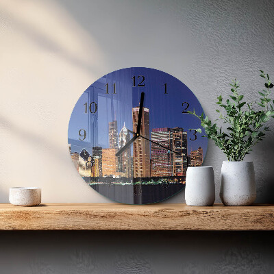 Runde wanduhr aus glas Horizont