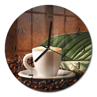 Wanduhr glas rund Eine Tasse Kaffee