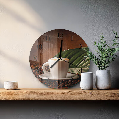 Wanduhr glas rund Eine Tasse Kaffee