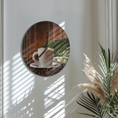 Wanduhr glas rund Eine Tasse Kaffee