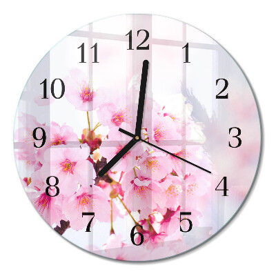 Runde wanduhr aus glas Blumen