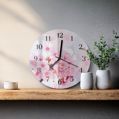 Runde wanduhr aus glas Blumen