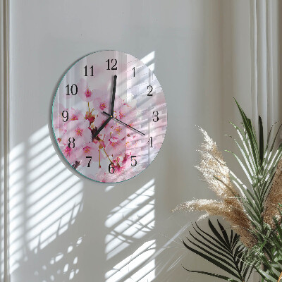 Runde wanduhr aus glas Blumen