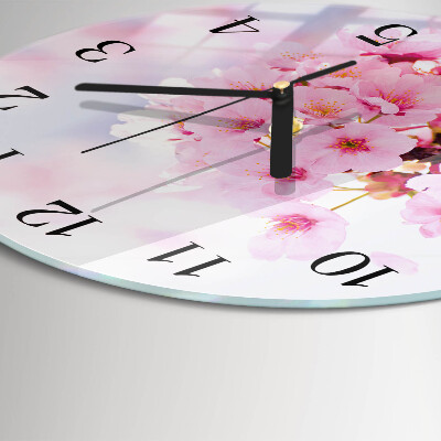 Runde wanduhr aus glas Blumen