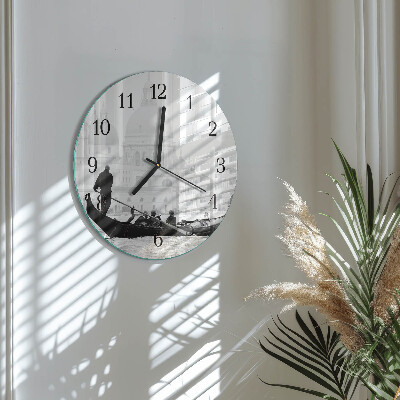 Wanduhr glas rund Venezianisches Boot
