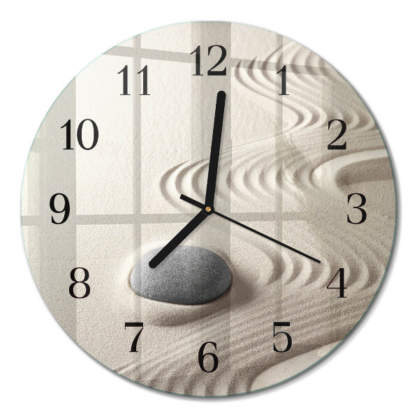 Runde wanduhr aus glas Steinsand