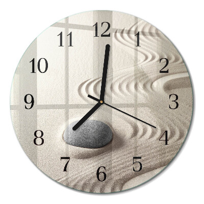 Runde wanduhr aus glas Steinsand