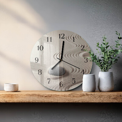 Runde wanduhr aus glas Steinsand