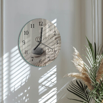 Runde wanduhr aus glas Steinsand