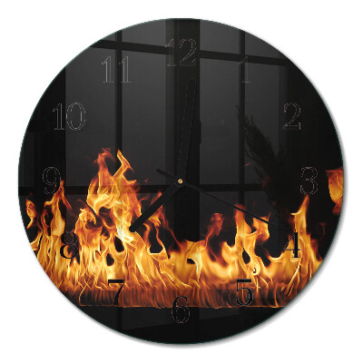 Runde wanduhr aus glas Feuer