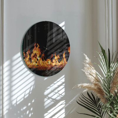 Runde wanduhr aus glas Feuer