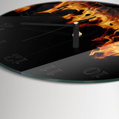 Runde wanduhr aus glas Feuer