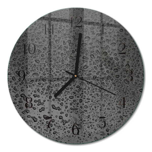 Glas wanduhr mit motiv rund Wassertropfen