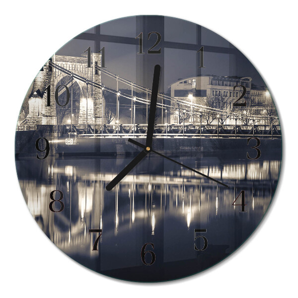Glas wanduhr mit motiv rund Brücke