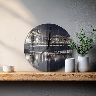 Glas wanduhr mit motiv rund Brücke