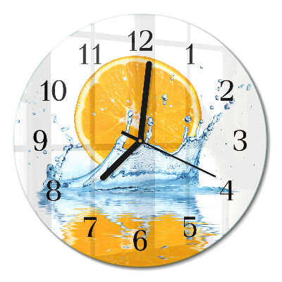 Wanduhr glas rund Orangenwasser