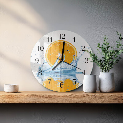 Wanduhr glas rund Orangenwasser