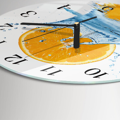 Wanduhr glas rund Orangenwasser