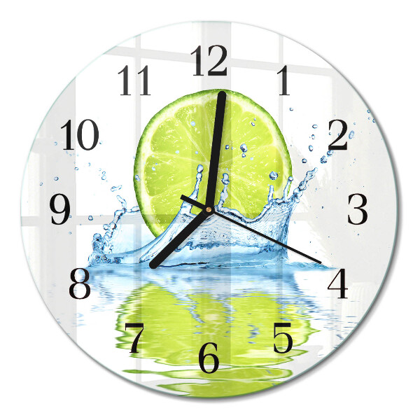 Wanduhr glas rund Wasser mit Kalk