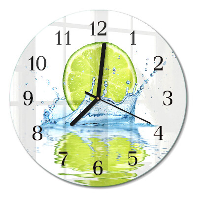 Wanduhr glas rund Wasser mit Kalk