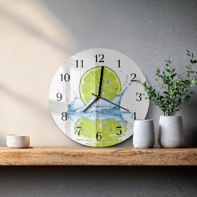 Wanduhr glas rund Wasser mit Kalk