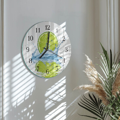 Wanduhr glas rund Wasser mit Kalk