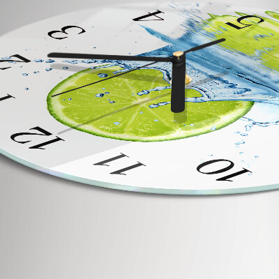 Wanduhr glas rund Wasser mit Kalk