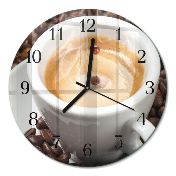 Glas wanduhr mit motiv rund Eine Tasse Kaffee