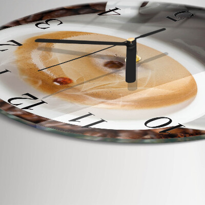 Glas wanduhr mit motiv rund Eine Tasse Kaffee